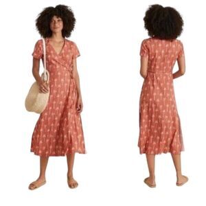 Marine Layer Rust Palm Print Midi Dress